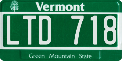 VT license plate LTD718