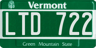 VT license plate LTD722