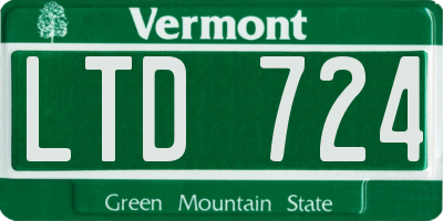 VT license plate LTD724