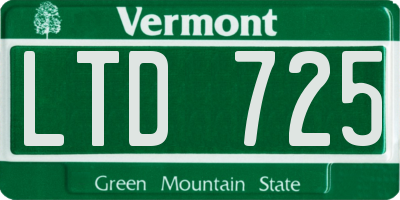 VT license plate LTD725