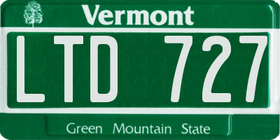 VT license plate LTD727