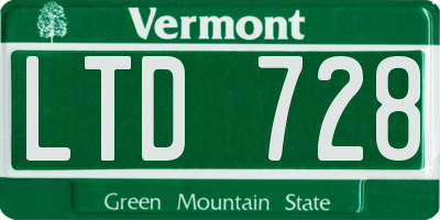 VT license plate LTD728