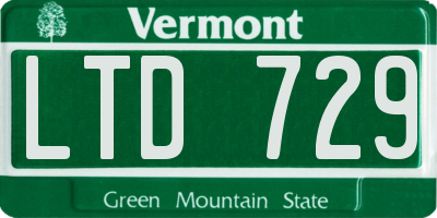 VT license plate LTD729