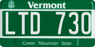VT license plate LTD730