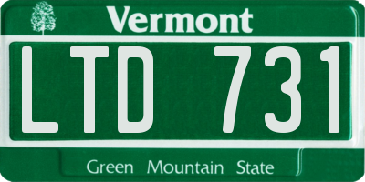 VT license plate LTD731