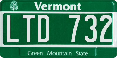 VT license plate LTD732