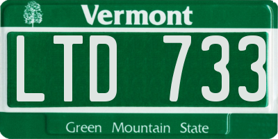 VT license plate LTD733