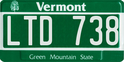 VT license plate LTD738