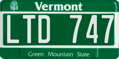 VT license plate LTD747