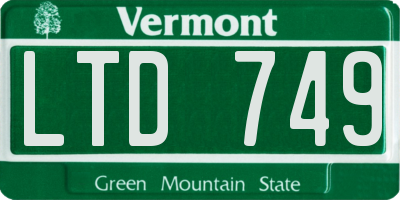 VT license plate LTD749