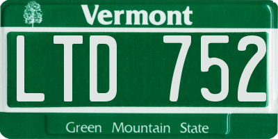 VT license plate LTD752