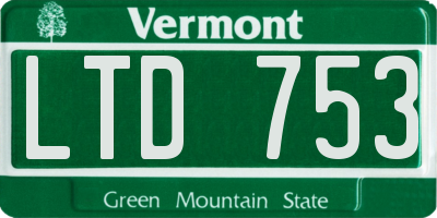 VT license plate LTD753