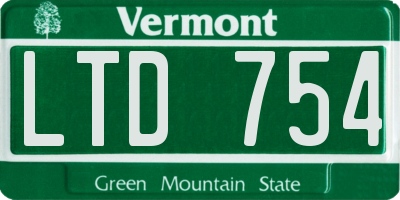 VT license plate LTD754