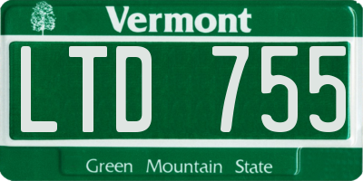 VT license plate LTD755