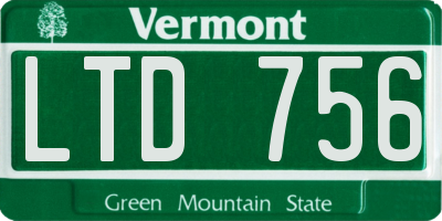 VT license plate LTD756
