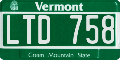 VT license plate LTD758