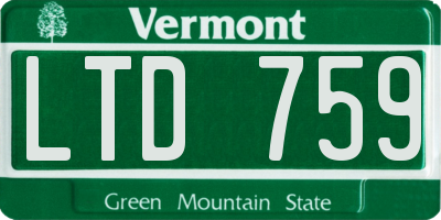 VT license plate LTD759