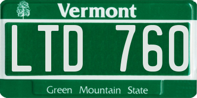 VT license plate LTD760