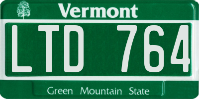 VT license plate LTD764