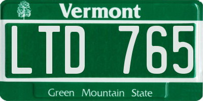 VT license plate LTD765