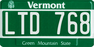 VT license plate LTD768