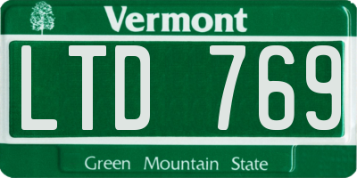 VT license plate LTD769