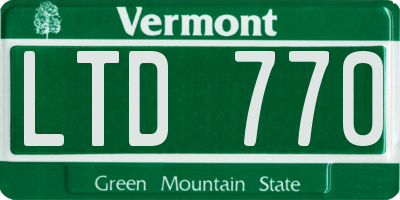 VT license plate LTD770