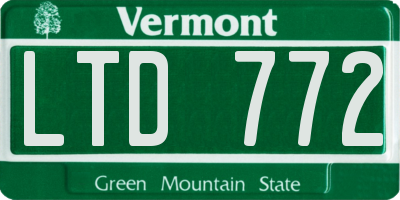 VT license plate LTD772