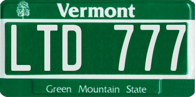 VT license plate LTD777