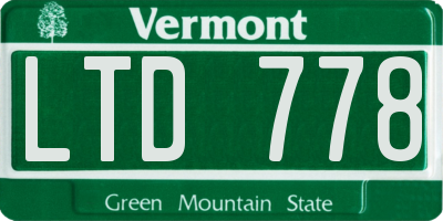 VT license plate LTD778