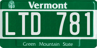VT license plate LTD781