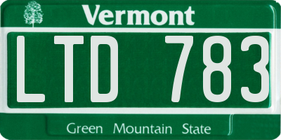 VT license plate LTD783
