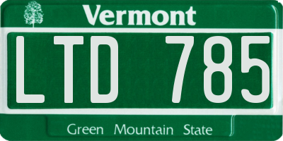 VT license plate LTD785