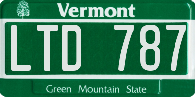 VT license plate LTD787