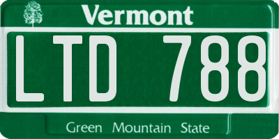 VT license plate LTD788