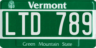 VT license plate LTD789
