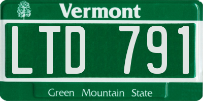 VT license plate LTD791
