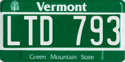 VT license plate LTD793