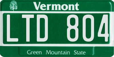 VT license plate LTD804