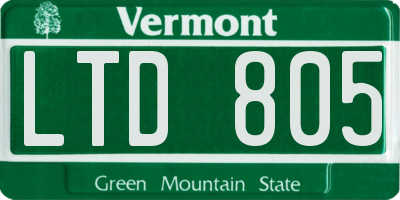 VT license plate LTD805