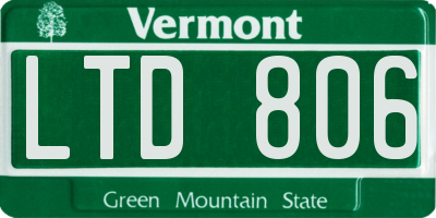 VT license plate LTD806