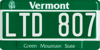 VT license plate LTD807