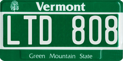 VT license plate LTD808