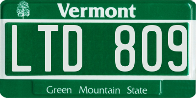 VT license plate LTD809