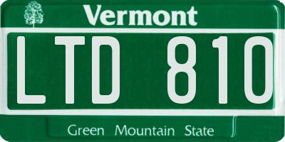 VT license plate LTD810