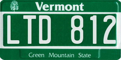 VT license plate LTD812