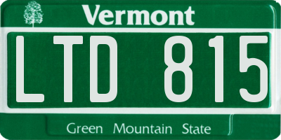 VT license plate LTD815
