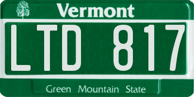 VT license plate LTD817