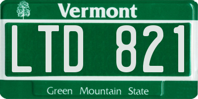 VT license plate LTD821