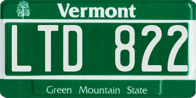 VT license plate LTD822